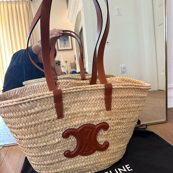 **MAY BE SOLD—Celine Beige and Brown Raffia Panier Tote - Picture 1 of 6